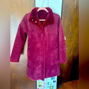 Reversible Burgundy Velvet Teddy Coat